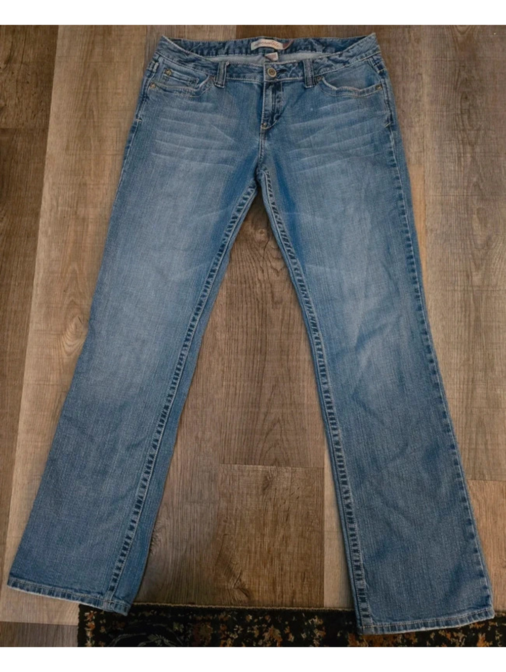 Y2K Aeropostale Low Rise Chelsea Bootcut Jeans 13-14 Long Medium Wash Whiskered